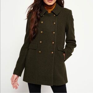 Women's Double-Breasted Olive Coat